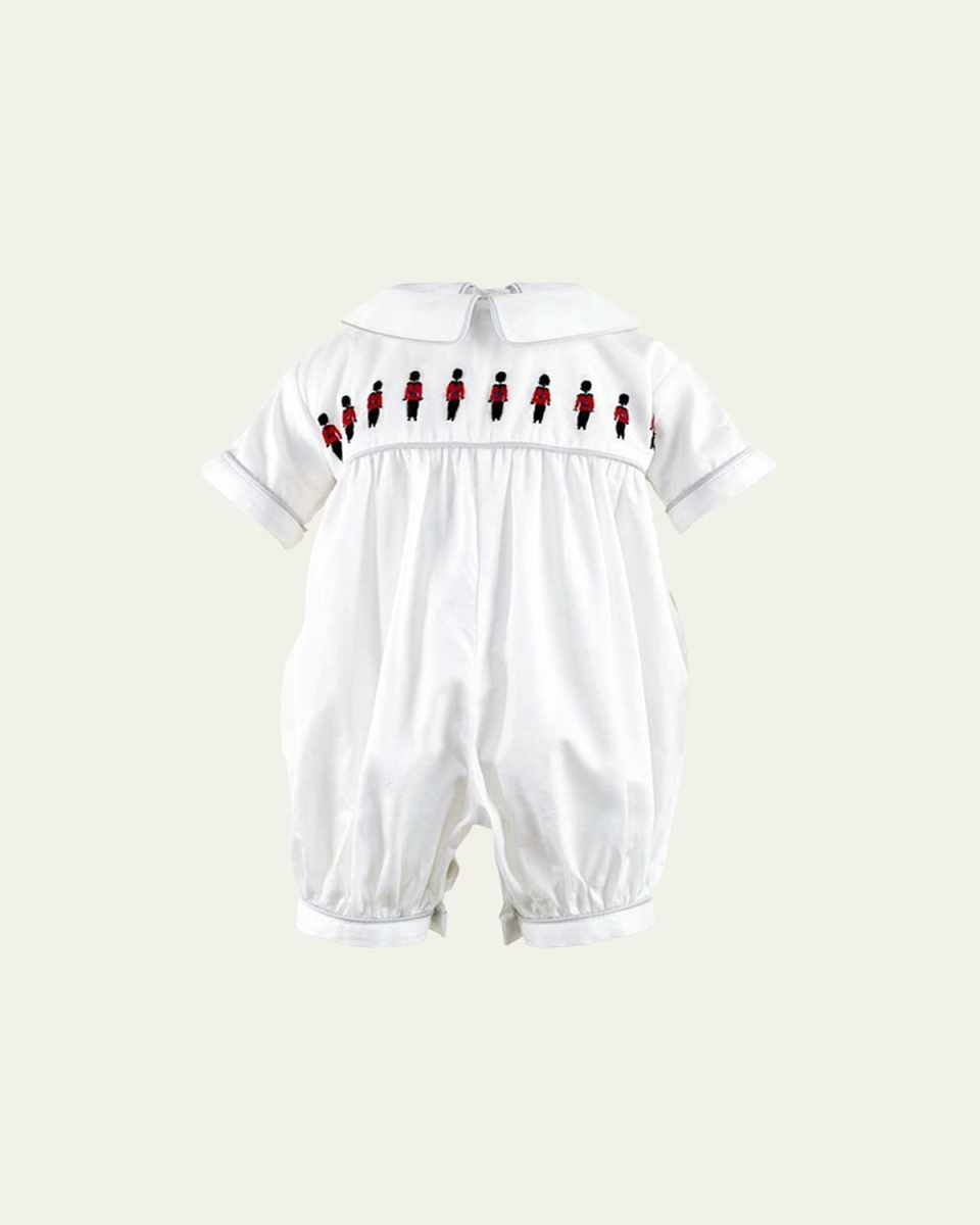 Boy's Soldier Embroidered Collared Playsuit, Size Newborn-12